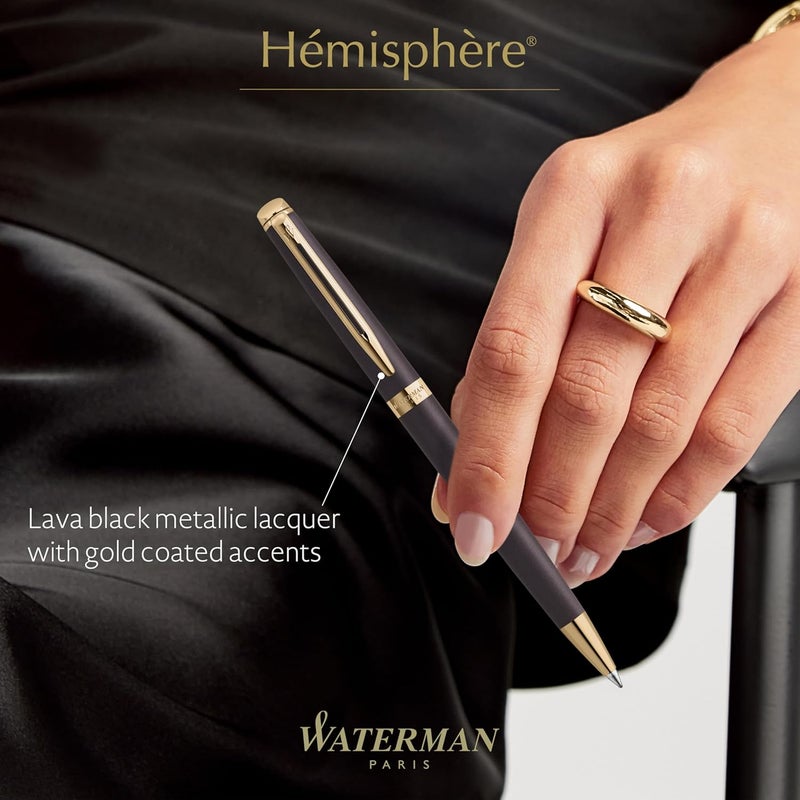 Waterman Hémisphère Ballpoint Pen - The Understated Edit - Lava Black - Medium Tip with Blue Ink - Gift Box - Image 2
